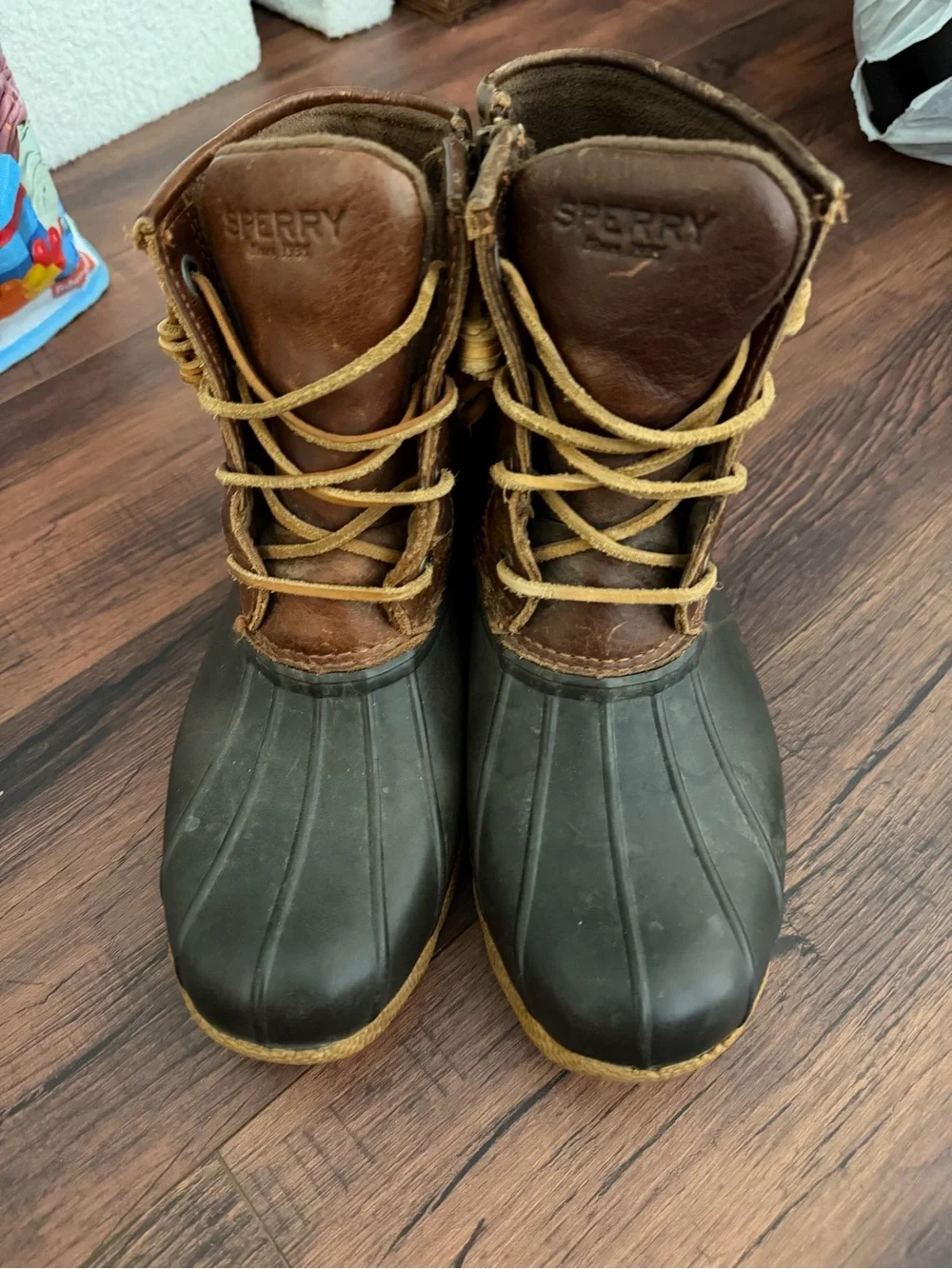 Sperry Brown Leather & Black Rubber Duck Boots